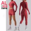 AL Alo Pnalo Yoga Set Womens Half-Zip Long Sleeve Crop Top High Waist Leggings Shorts Gym Workout Fitness Activewear