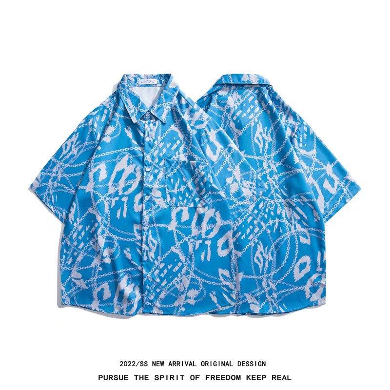 

Рубашка с коротким рукавом с принтом в гавайском стиле, мужская летняя мужская рубашка в гонконгском стиле, винтажная элегантная рубашка с цветочным принтом, рубашка с коротким рукавом, свободные размеры больших размеров