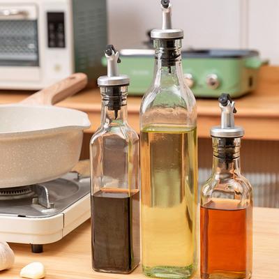 150/250/500ML Clear Glass Oil Bottle Kitchen Seasoning Soy Sauce Vinegar Jar Leakproof Barbecue Spice Bottle
