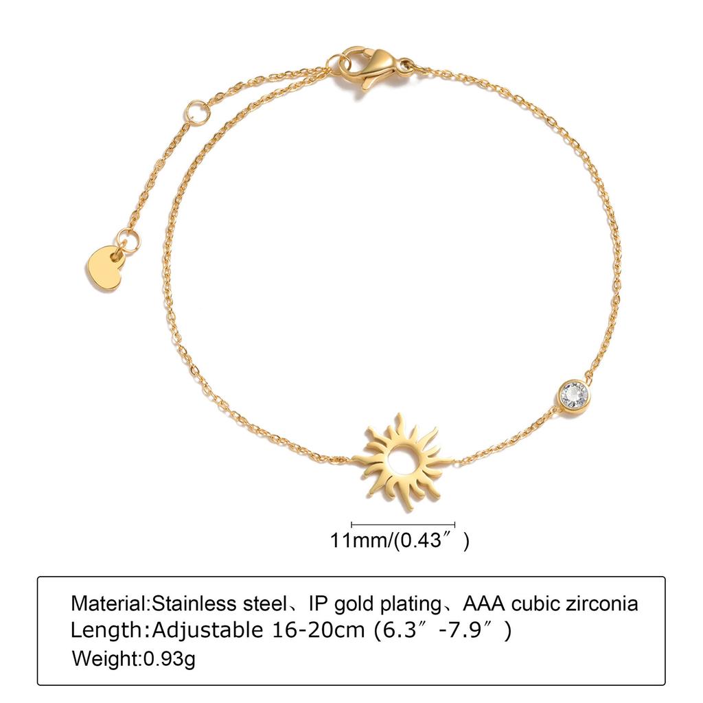 Jewelry, Stainless Steel Zircon Adjustable Bracelet 18K Gold Women'S Jewelry
