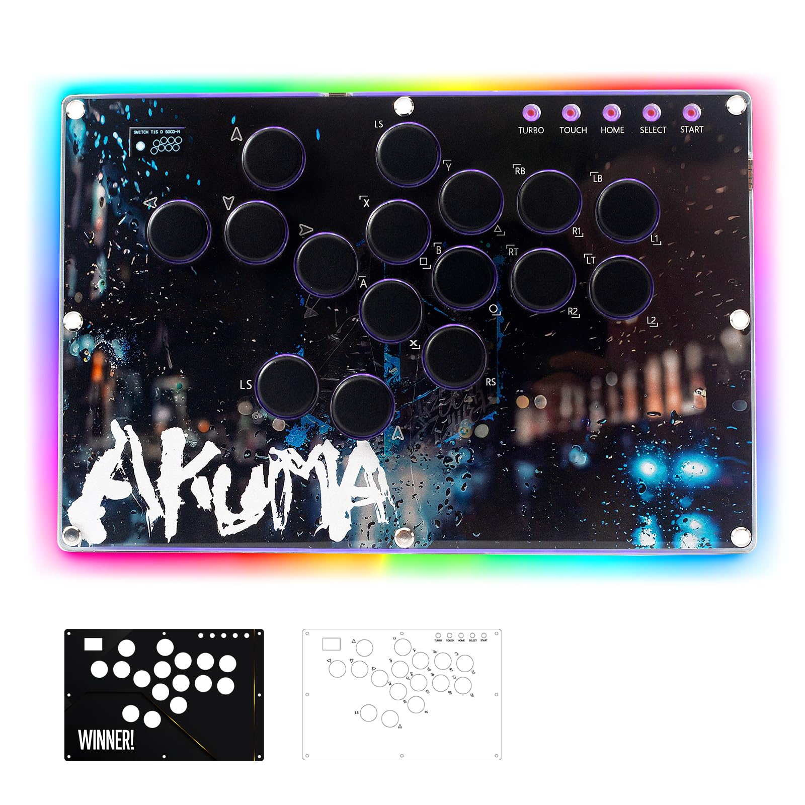 

Zeetain Akecon Leverless Controller Leverless Akecon T15 For fighting games thin and top plate silent button LED hot delay connection Compatible with чорний