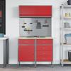 Workbench Cabinet Set with Drawers and Shelf 5 pcs Red