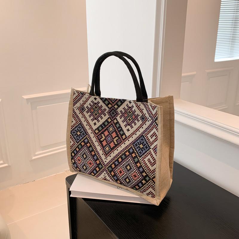 2023 Summer Ethnic Cotton Linen Tote: Stylish, Versatile, Trendy Jacquard Women's Bag