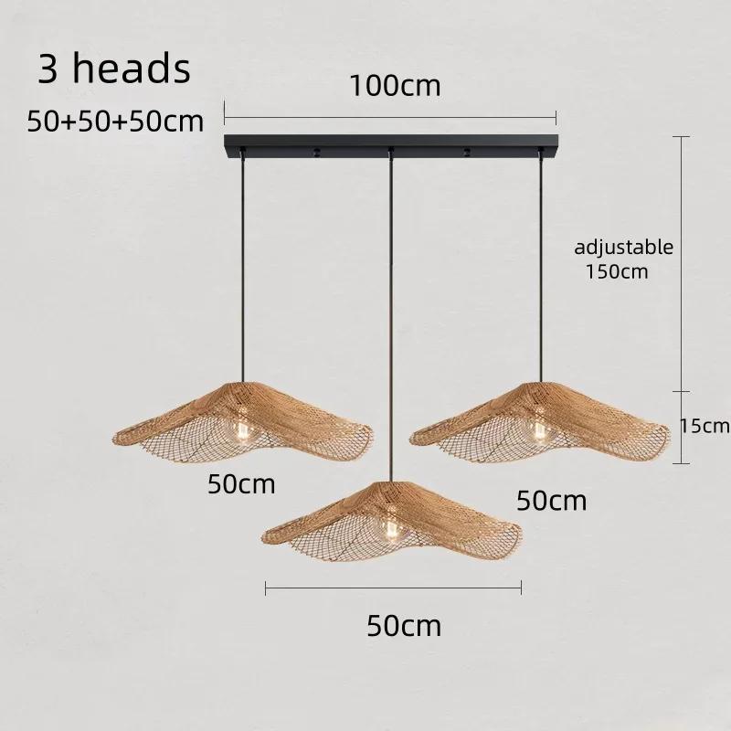 Japanese Retro Rattan Lamp Restaurant Chandelier Coffee Shop Restaurant Loft Home Decor Hanging Rattan Straw Hat Pendant Light