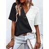 BITCED Women's Fashion Casual V-Neck Short Sleeve  Blouses & Shirts