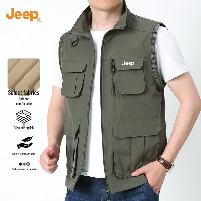 Men's JEEP Multi-pocket Mesh Fishing Vest