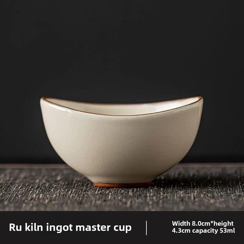 Handmade Dehua Ceramic Tea Cup - Ru Kiln Style, Yellow Glaze Personal Gongfu Tea Set for Home Brewing & Tea Ceremony