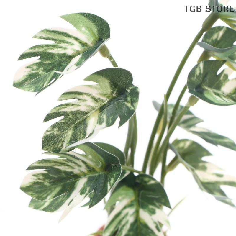 1Pcs Green Monstera Plant Potted Home Decoration Garden Bonsai Model 1/12 Dollhouse Simulation Micro Landscape