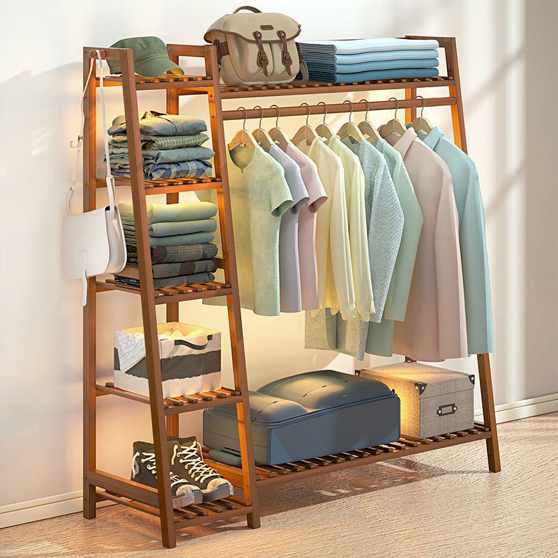Bamboo Floor-Standing Clothes Rack & Wardrobe Organizer