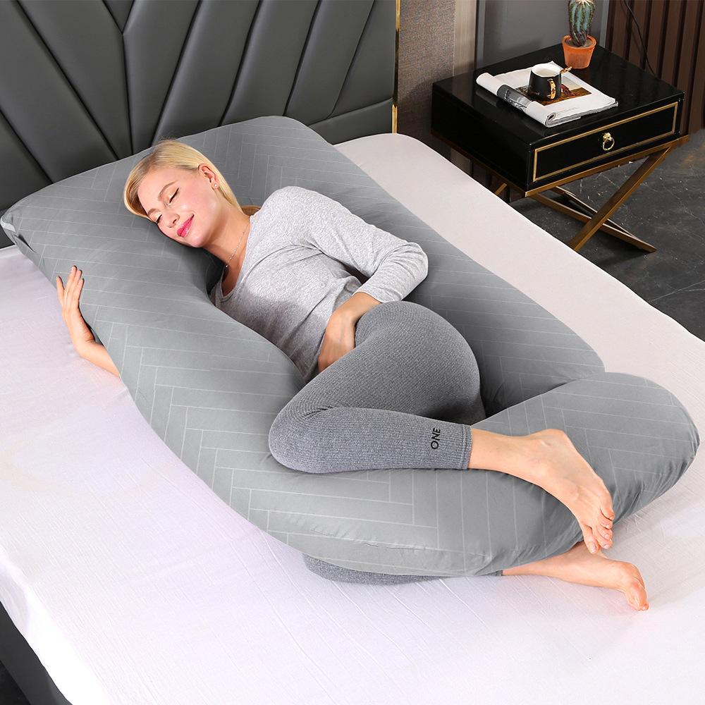 Crystal Velvet J-shaped Pregnancy Pillow Nursing Pillow Pregnant Woman Belly Support Pillow Side Sleeping Pillow Waist Pillow