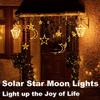 1PC Solar Star Moon String Lights 8 Modes Warm White Outdoor Hanging LED Curtain Light for Garden Tent Christmas Ramadan Decor