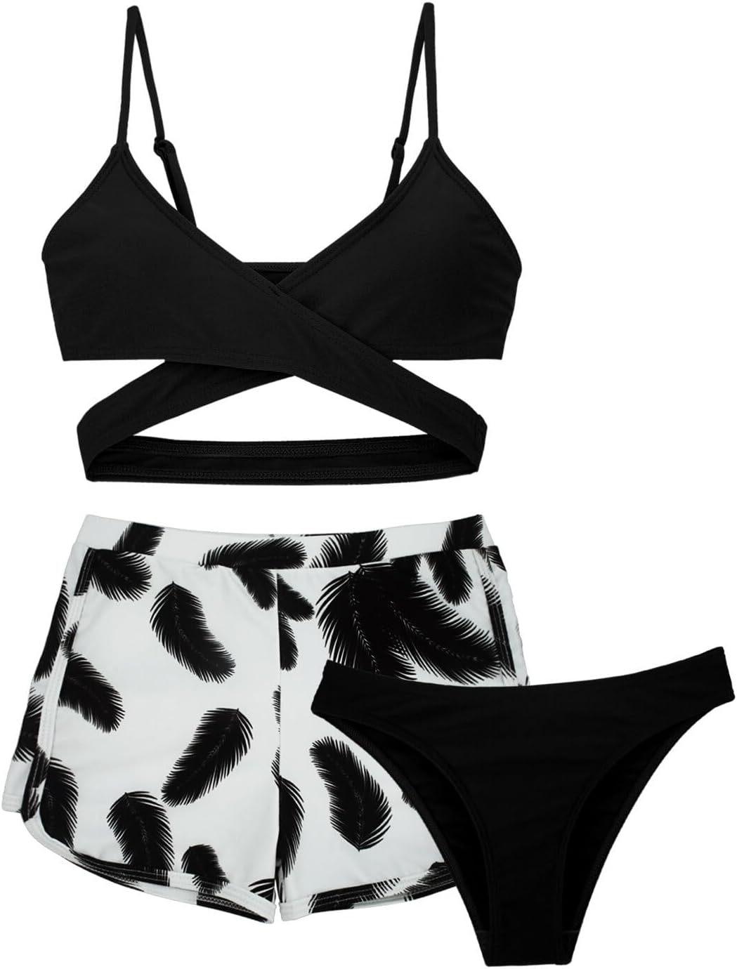 

Дитячий купальник «Маленька принцеса» для дівчинки: Роздільний кроп-топ бікіні для дітей та підлітків 12-13 Years чорний