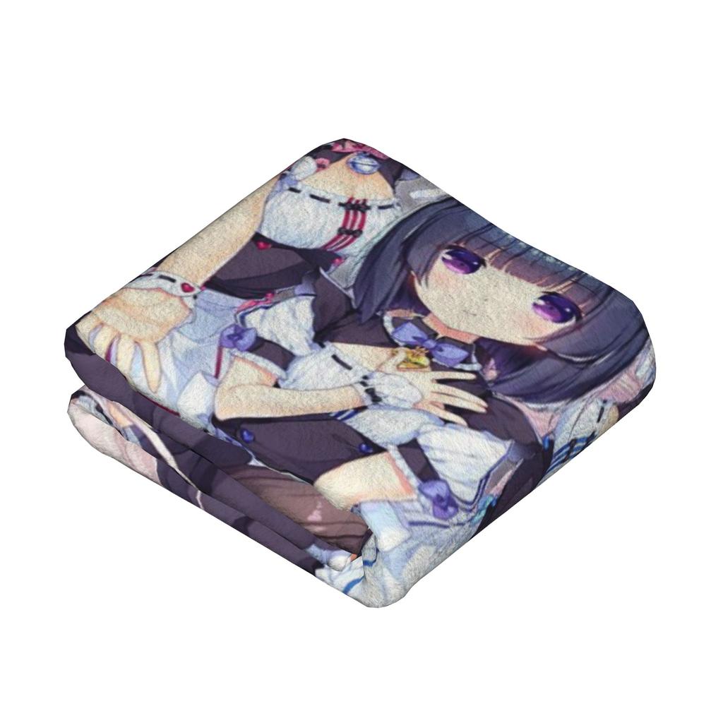 Nekopara Coconut Cinnamon Azuki Flannel Blanket Anime Chocola Vanilla Sexy Gir Vintage Throw Blankets for Home 150*125cm Quilt