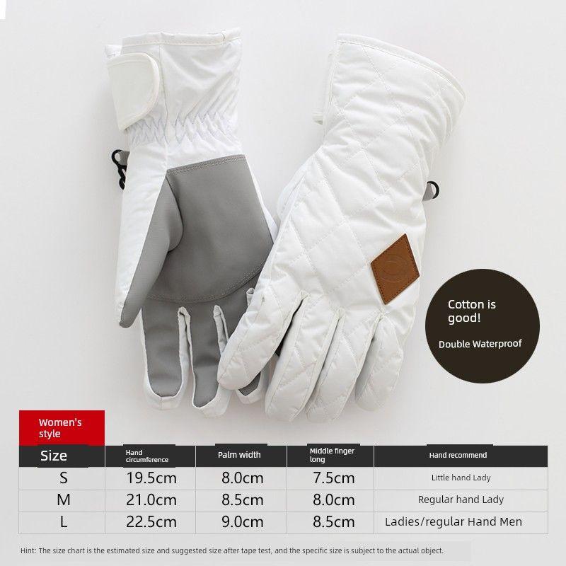 

Women s Winter Skiing Snow Fleece Lined Padded Warm Keeping Outdoor Cycling Snowball Fight Waterproof Wind-Proof and Cold Protection K-style Cotton Raggered style-White S