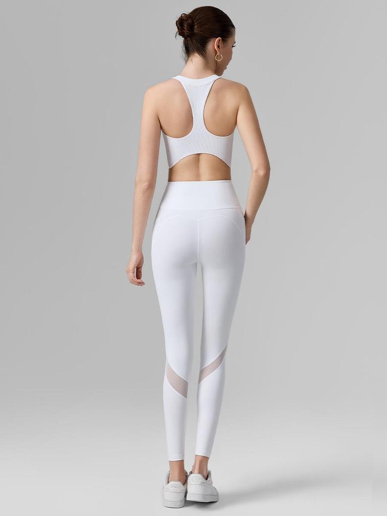 Women's High-Intensity Yoga Set: Zipper Sports Bra & Mesh Leggings with Pocket