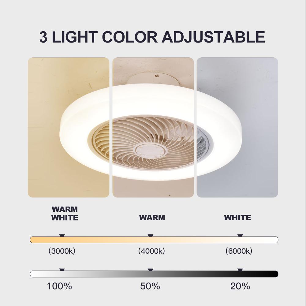 Intelligenter Deckenventilator mit Beleuchtung Fernbedienung Schlafzimmer Dekoration Ventilator Lampe 52cm Unsichtbare Flügel Leise
