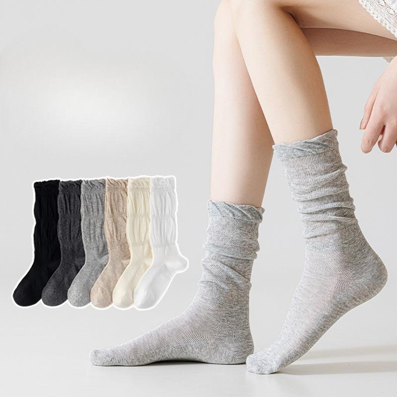 Women's Summer Thin Solid Color Mesh Boneless Loose Tube Pile Cotton Socks