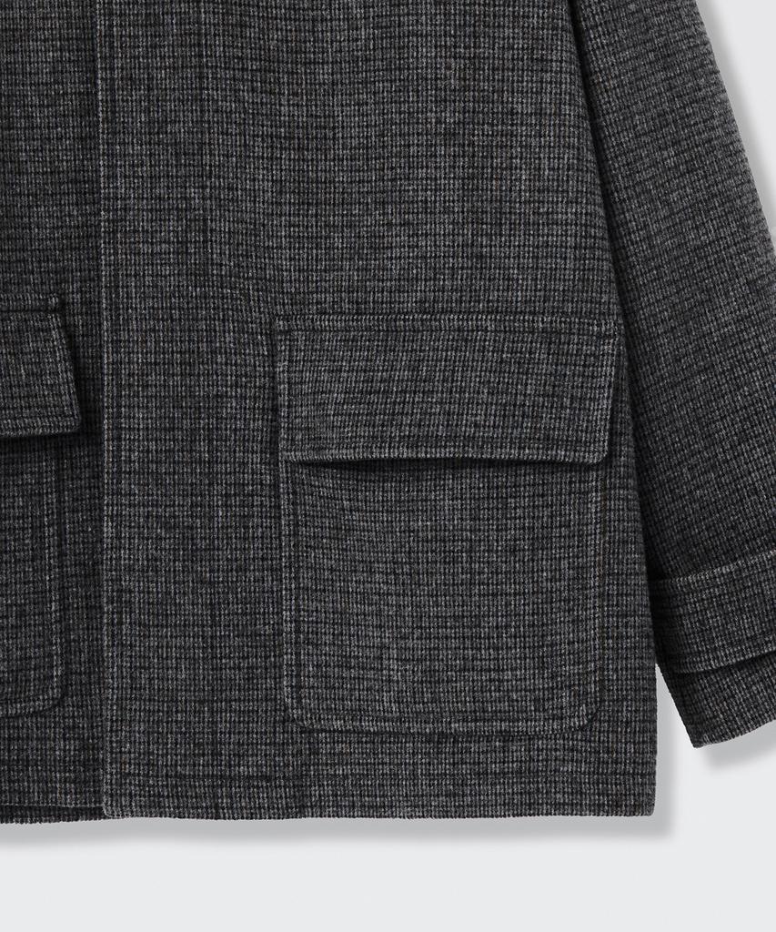 Musinsa Standard Wool Blend Tweed Oversized Half Balmacaan Coat [Grey]
