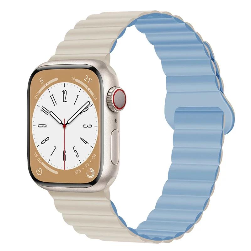 Magnetic Loop For Apple Watch Band 44mm Ultra 49mm 40mm 45-41mm Silicone Bracelet iWatch 10 9 8 7 6 5 SE For Correa Apple Watch