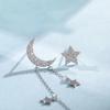 Exquisite Zircon Star Moon Tassel Asymmetric Drop Earrings For Women Men Fashion Elegant Star Chain Fringe Earring Party Jewelry