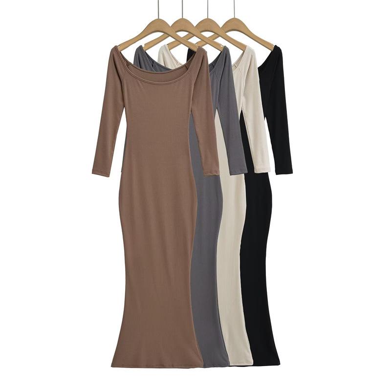 Women's One-Shoulder Off-the-Shoulder Fishtail Long Dress