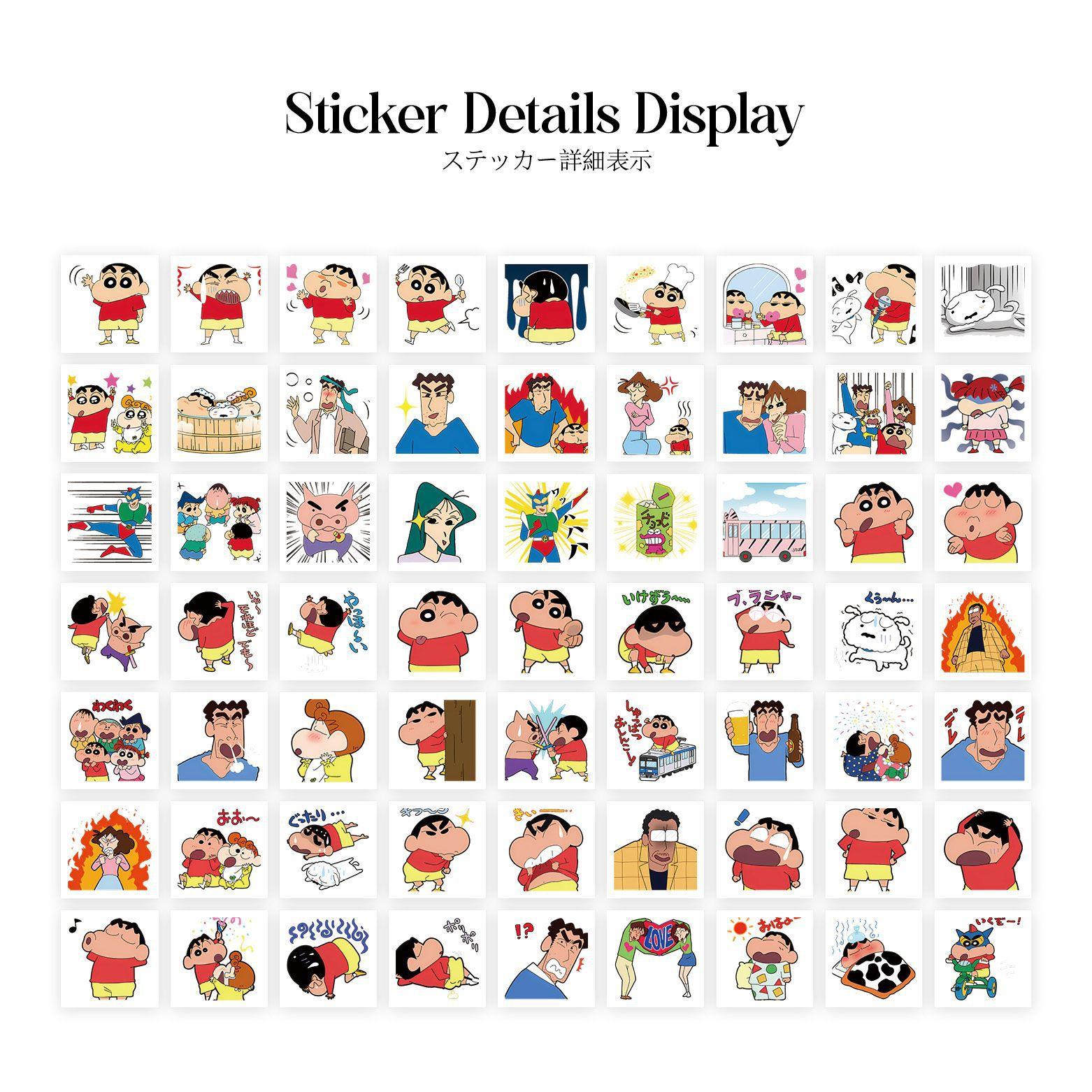 

Cartoon 63Pcs Anime Crayon Shin Chan Stickers Kids Toys For Car Laptop Phone Pc Stationery Decor Decals Waterproof Cute Sticker