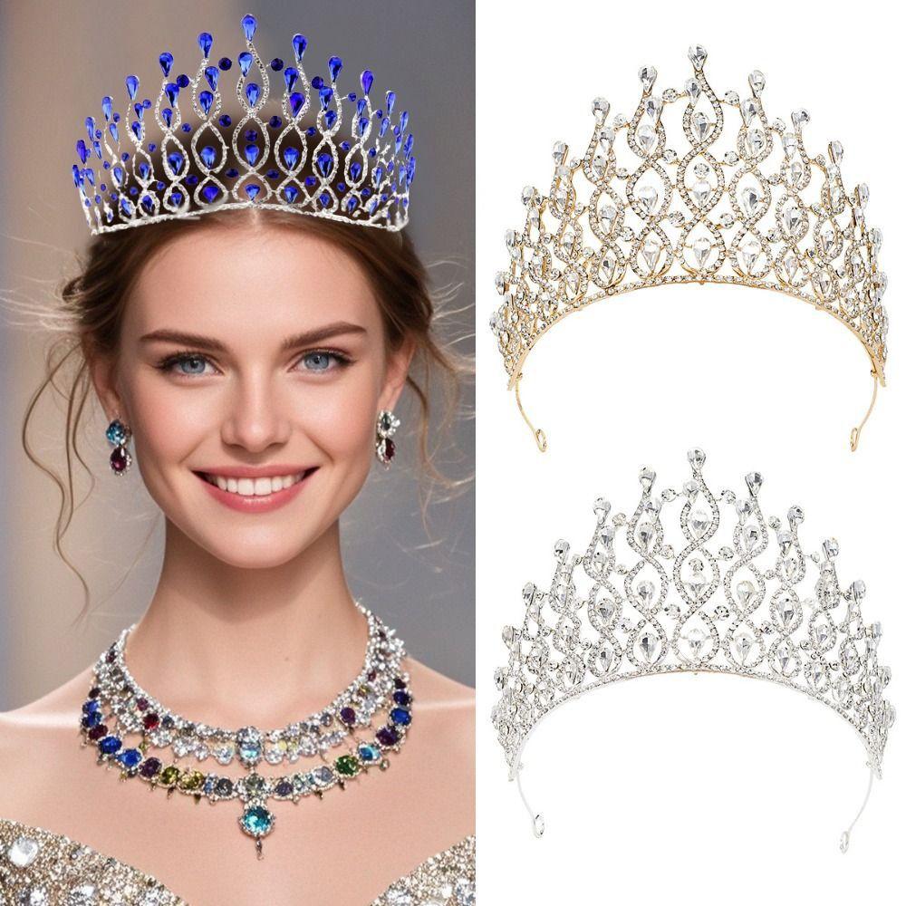 Luxus Zink Zinklegierung Prinzessinnenkrone Elegantes Strass Diadem Schöner Damen Haarreif Fotografie Requisiten