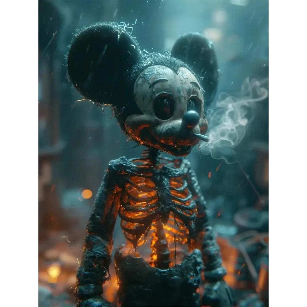 

Disney Diamond Painting Dark Deconstructed Mickey Mouse Illustration 5D Diamond Painting Art Embroidery Cross Stitch Room Decoration Round 20x30cm