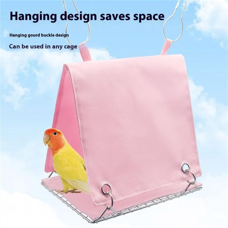 Steel Bird Bed Hammock Tent For Parakeets Lovebirds Snuggles Huts With Double Side Mat Ventilation Design For Cockatiels