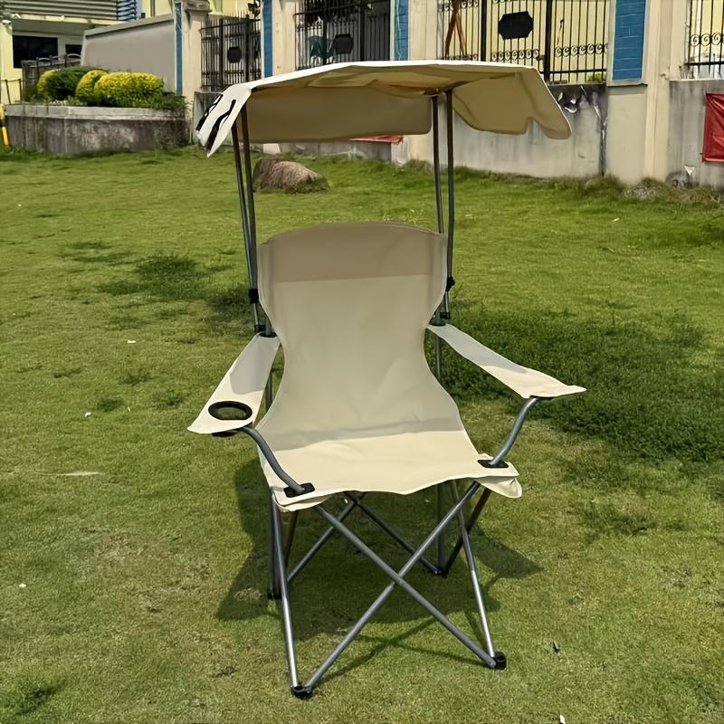 Heavy Duty Foldable Canopy Camping Chair Cup Holder Portable Beach Lounger 120kg Load Outdoor Lawn Camping Picnic Daily Rest