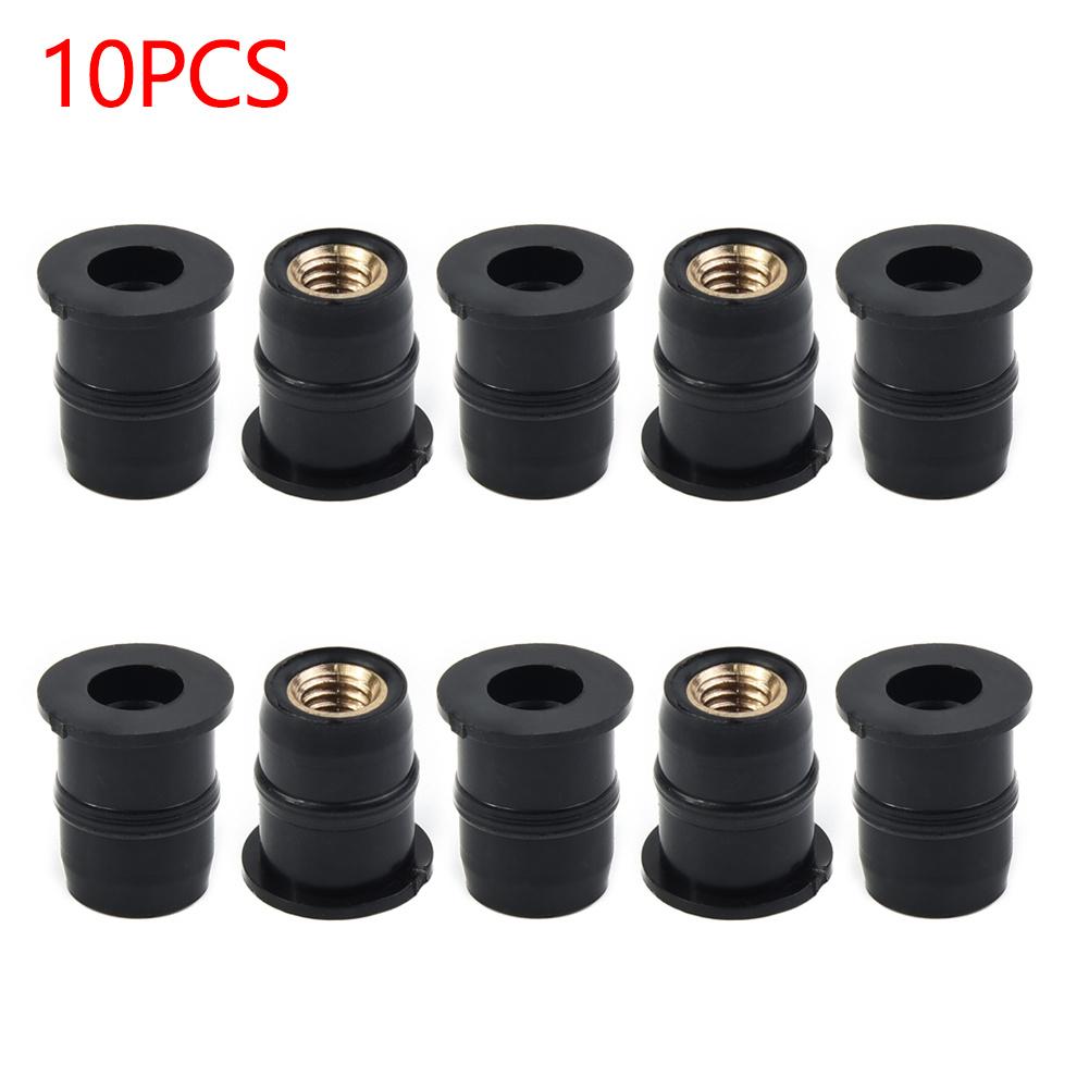 10PCS Well Nut M5 5mm Metric Rubber Motorcycle Windshield Rubber Rivet Nuts Bolts For Honda For Suzuki