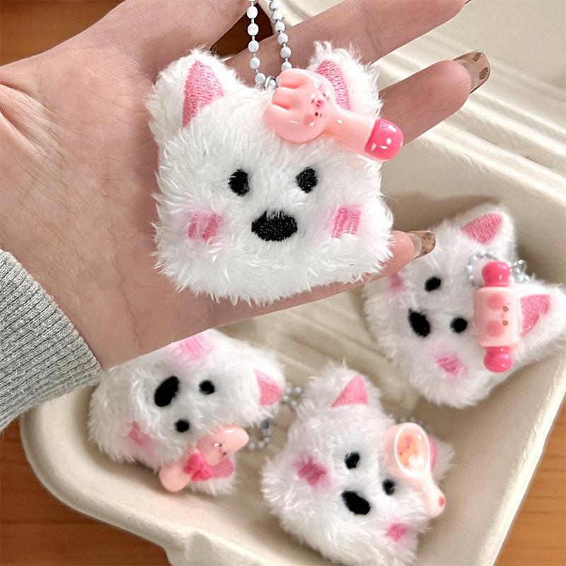 Kawaii šéfkuchař West Highland štěně klíčenka roztomilý kreslený plyšový přívěsek na klíče panenka plyšový držák na klíče taška přívěsek dekorace dárky pro páry
