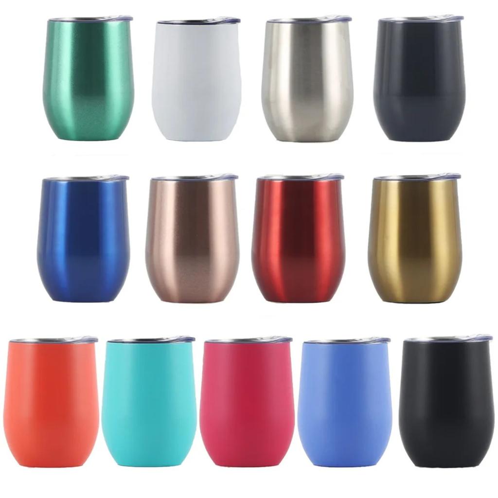Cute Full Color Sprayed Office Vacuum Flask Coffee Mugs 10oz Double Wall Steel Egg Shape Water Cups