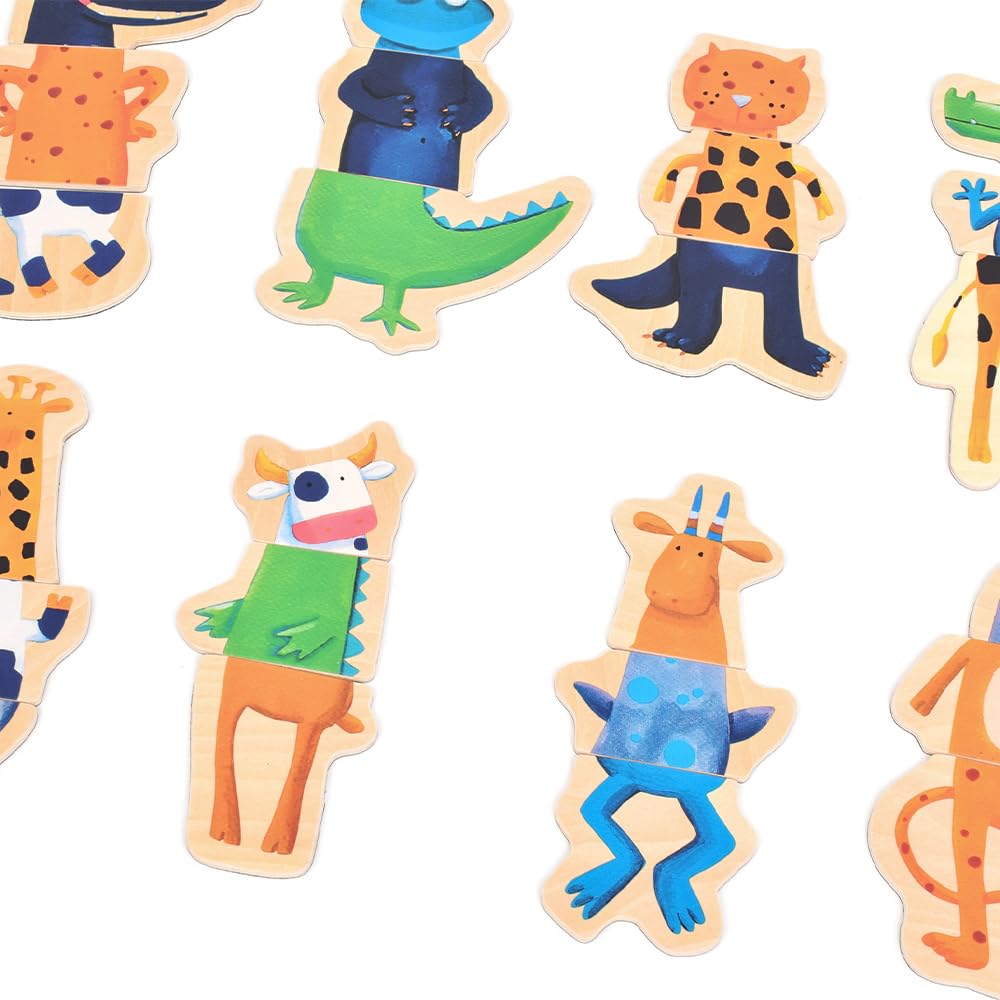 DJECO Crazy Animal Magnets, Educational Toy, Wooden Puzzle, Educational Magnetic Whiteboard, Nordic Montessori Style, Ages 2, 3, 4, 5, 6, Boys and