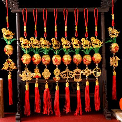 2026 Year Of The Horse Chinese New Year Ornament Red & Gold Pineapple Pendant Lucky Hanging Decoration Housewarming Presents
