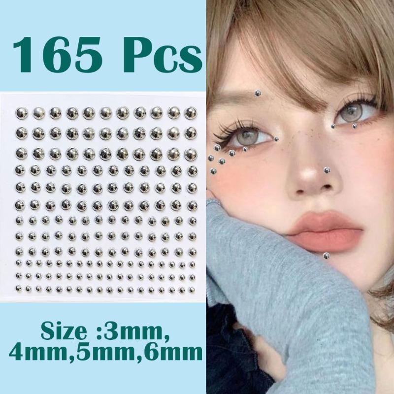 180 ks nálepek na nos, rty, břicho, obočí bez propíchnutí, jednorázové šperky na piercing, knoflíky na náušnice bez propíchnutí