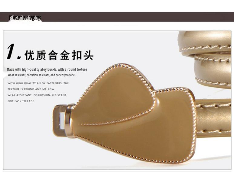 Women's Fashion Black Patent Leather Belt with Bowknot - Versatile, Genuine Leather Waist-Cinching Accessory