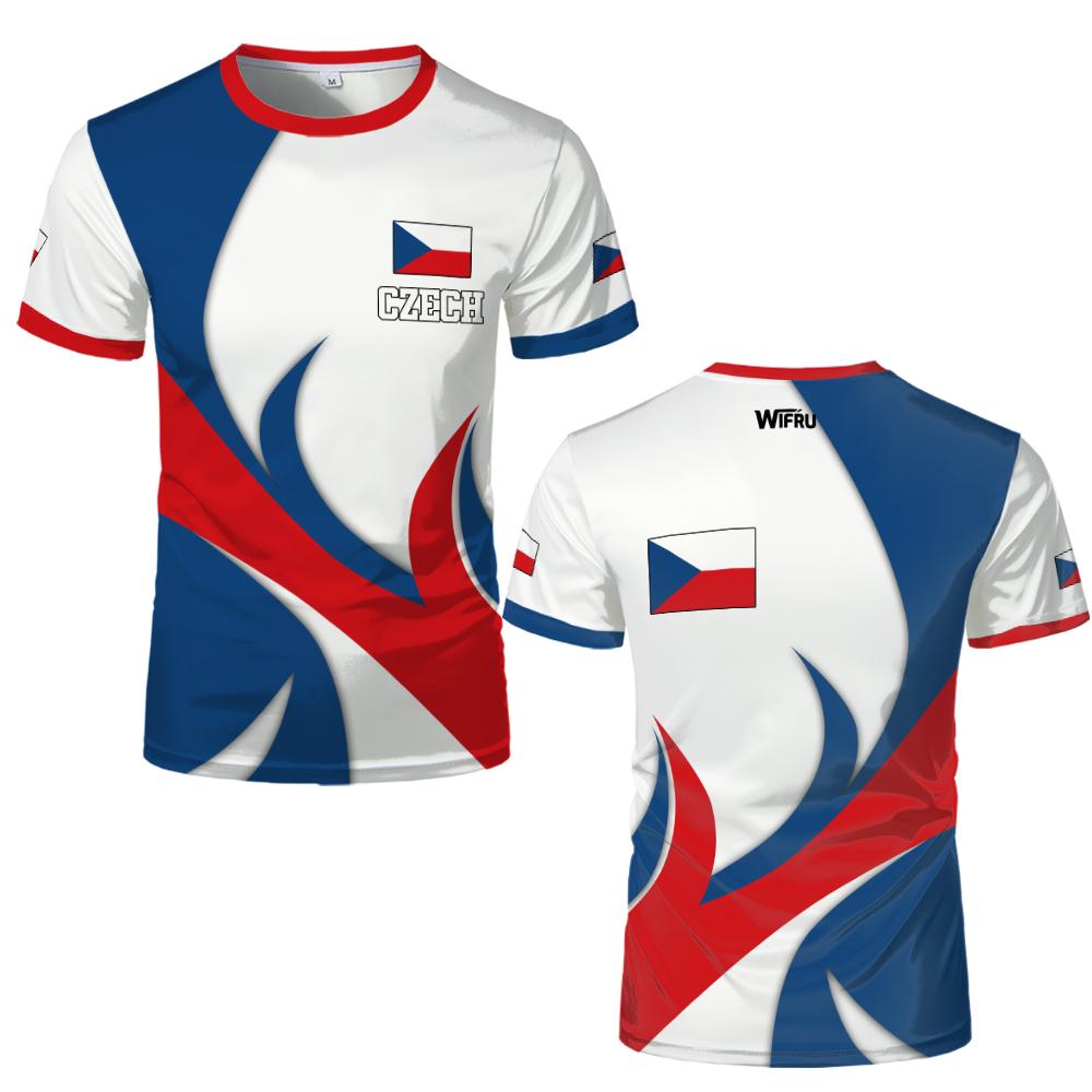 Bobby4 Tsjechi&euml; Vlag T-shirt Tsjechi&euml; Nationaal Symbool Grafisch T-shirt Heren Dames Buiten Sport Ademend Voetbalshirt 6XL