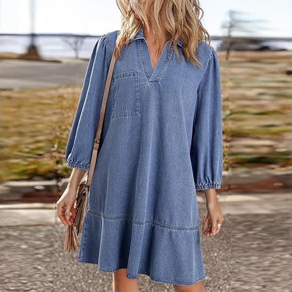 Women's Fashionable Loose V-neck Dress