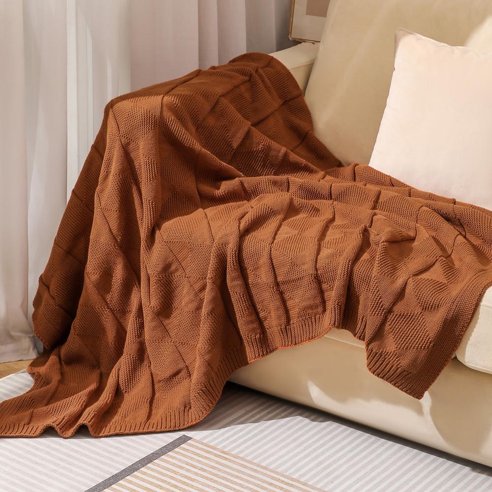Stickad Pläd Filt för Soffa Soffa Säng Höst Lättviktig Mjuk Mysig Pläd Dekorativ