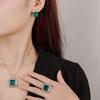 Jewelry Copper Bottom Gold-Plated Simulation Emerald Temperament Princess Square Set Main Stone 14 * 14-12 * 12