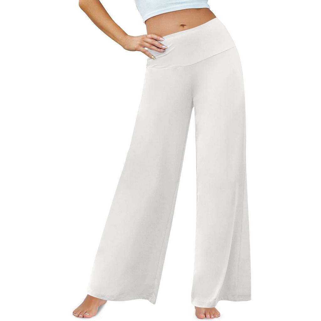 Lässige Hose mit weitem Bein für Damen, hohe Taille, elastisch, bequeme Hose