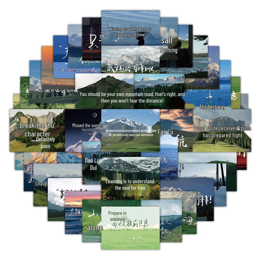 Inspirational Text Landscape Stickers: 60 Healing & Positive Energy Stickers
