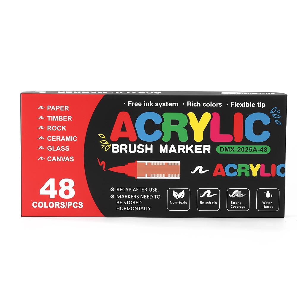 12-288 Colors Acrylic Paint Pen Markers Acrylic Felts Brush Tip Paint Markers for Wood Rock Painting Canvas Gift DIY Crafts Art