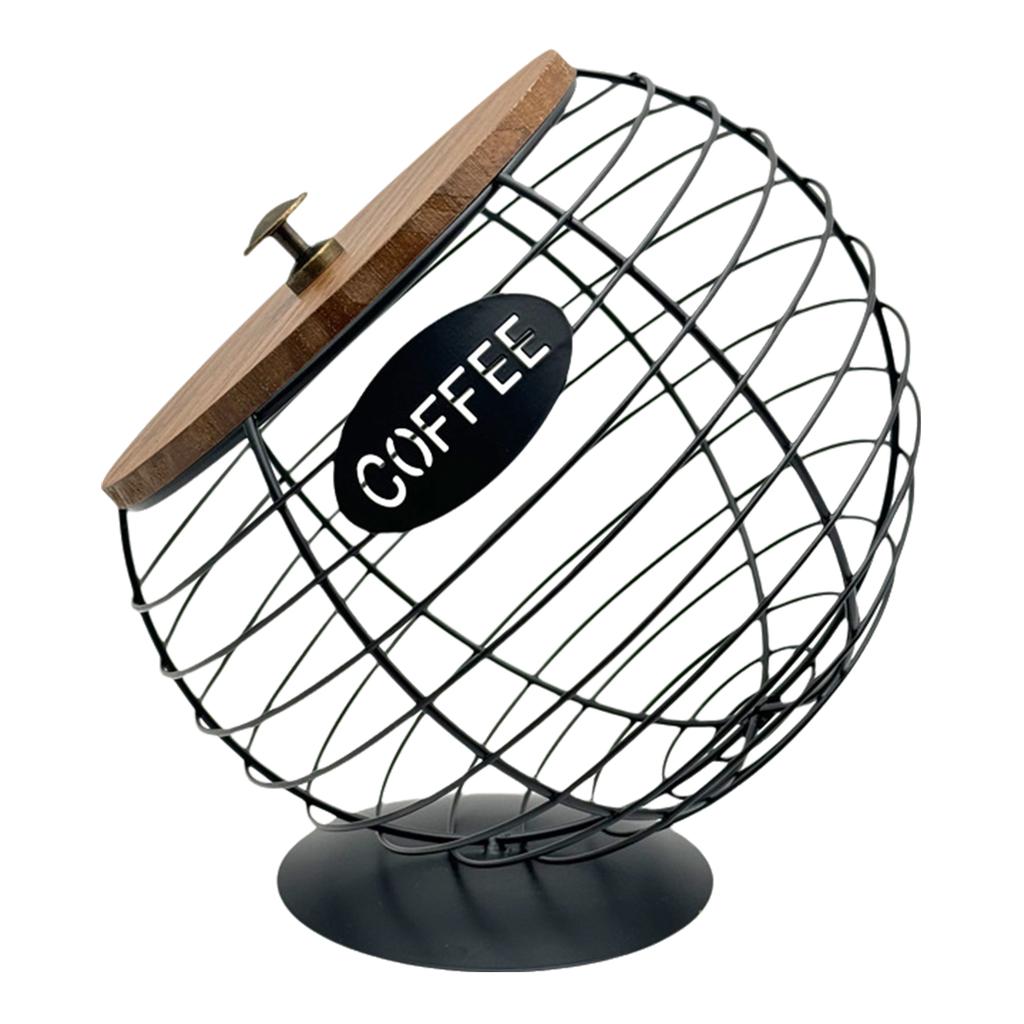 Iron Art Fruit Storage Basket Large Capacity Coffee Capsules Organizer Espresso Pods Dispenser for Kitchen Countertop
