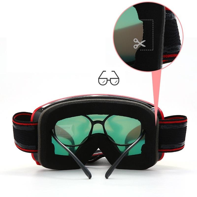 Anti-Fog Double-Layer Ski Goggles Soft Thermoplastic Polyurethane Frame Polycarbonate Night Vision Lens Dual Frame Velvet Elastic Strap