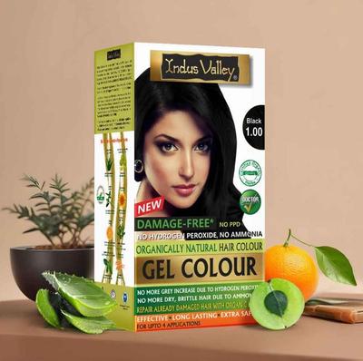 Natural Hair Colour | Damage Free Gel Hair Color For Women & Men | BLACK - 220ML