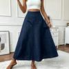 Damen High Waist A-Linien Rock mit elastischem Bund Farbe Lässiger Rock für den Alltag