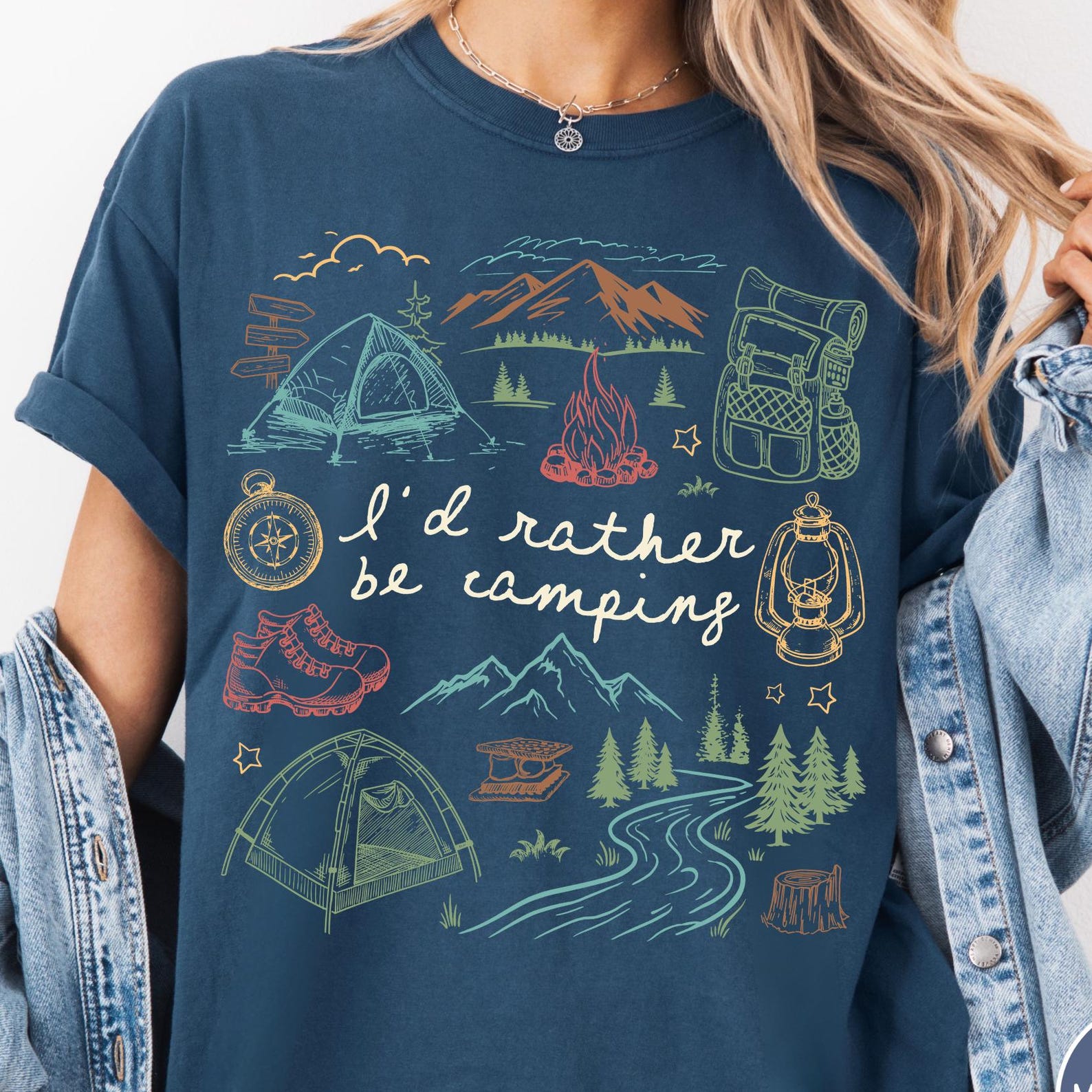 I’d Rather Be Camping Comfort Colors® T-Shirt, Camping Shirt, Outdoor Shirt, Camper Gift, Hiking Shirt, Nature Lover Gift, Camping Lover Tee S