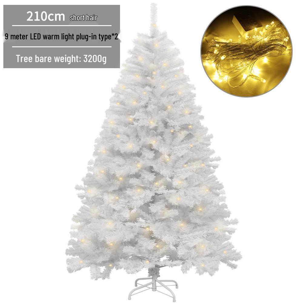 LED Luminous White Christmas Tree with Encrypted PVC and Bullet Head Design